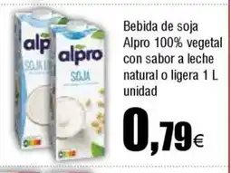 Cash FROIZ Bebida de soja Alpro 100% vegetal con sabor a leche natural o ligera oferta