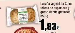 Cash FROIZ Lasaña vegetal La Cuina rellena de espinacas y queso ricotta gratinada oferta