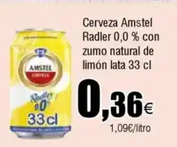Cash FROIZ Cerveza Amstel Radler 0,0 % con zumo natural de limón lata oferta