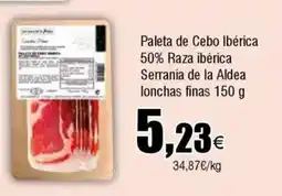 Cash FROIZ Paleta de Cebo Ibérica 50% Raza ibérica Serranía de la Aldea lonchas finas oferta