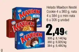Cash FROIZ Helado Maxibon Nestlé Cookie oferta