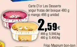 Cash FROIZ CARTE D'OR Les Desserts yogur frutas del bosque oferta