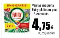 Cash FROIZ Vajillas máquina Fairy platinum plus 15 cápsulas oferta