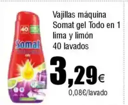 Cash FROIZ Vajillas máquina Somat gel Todo en 1 lima y limón oferta