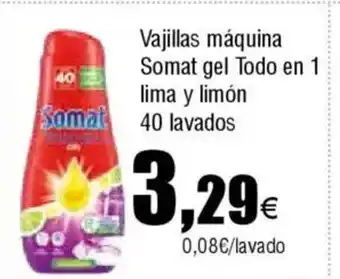 Cash FROIZ Vajillas máquina Somat gel Todo en 1 lima y limón oferta