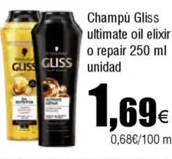 Cash FROIZ Champú Gliss ultimate oil elixir o repair oferta