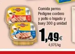 Cash FROIZ Comida perros Pedigree cordero y pollo o hígado y buey oferta
