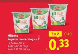 Lidl MILBONA Yogur natural ecológico oferta