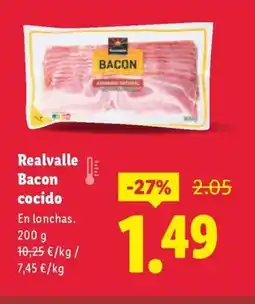 Lidl REALVALLE Bacon cocido oferta