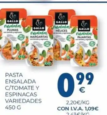 CashDiplo Pasta ensalada c/tomate y espinacas oferta