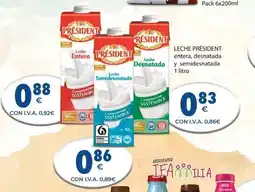 CashDiplo LECHE PRÉSIDENT entera, desnatada y semidesnatada oferta