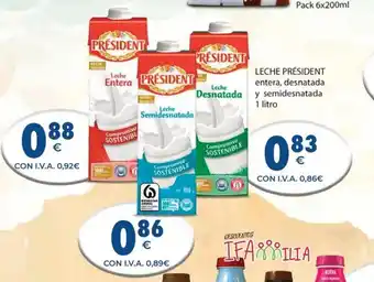 CashDiplo LECHE PRÉSIDENT entera, desnatada y semidesnatada oferta