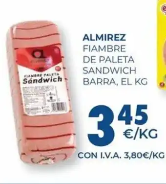 CashDiplo ALMIREZ Fiambre de paleta sandwich barra oferta