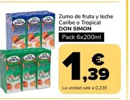 Supeco DON SIMON Zumo de fruta y leche Caribe o Tropical oferta