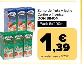 Supeco DON SIMON Zumo de fruta y leche Caribe o Tropical oferta