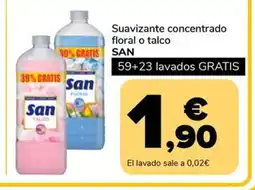 Supeco SAN Suavizante concentrado floral o talco oferta