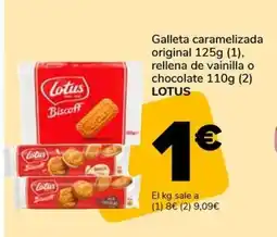 Supeco LOTUS Galleta caramelizada original rellena de vainilla o chocolate oferta