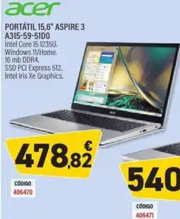 Carlin ACER Portátil 15,6" aspire 3 a315-59-51d0 oferta