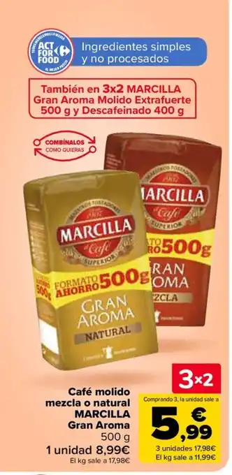 Carrefour MARCILLA Café molido mezcla o natural Gran Aroma oferta