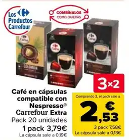 Carrefour Café en cápsulas compatible con Nespresso® Carrefour Extra oferta