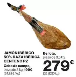 El Corte Inglés Bellota - jamón ibérico 50% raza ibérica oferta