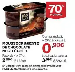 El Corte Inglés Nestlé - mousse crujiente de chocolate oferta