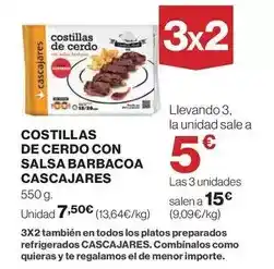 El Corte Inglés Cascajares - costillas de cerdo con salsa barbacoa oferta