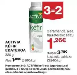 El Corte Inglés Activia - kéfir oferta