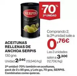El Corte Inglés Serpis - aceitunas rellenas de anchoa oferta