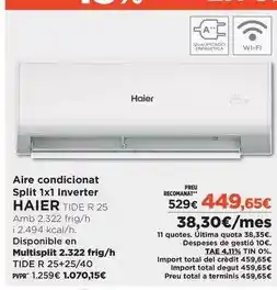 El Corte Inglés Haier - aire condicionat split 1x11 inverter oferta