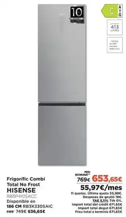 El Corte Inglés Hisense - frigorific combi total no frost oferta