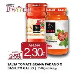 Supermercados MAS Gallo - salsa tomate grana padano o basilico oferta