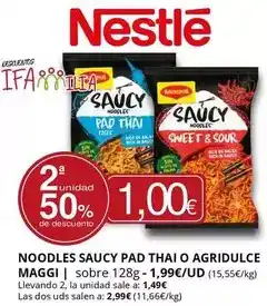 Supermercados MAS Maggi - noodles saucy pad thai o agridulce oferta