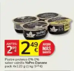 Consum Danone - postre proteico 0% 0% sabor vainilla yopro oferta