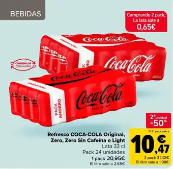 Carrefour COCA-COLA Refresco Original, Zero, Zero Sin Cafeína o Light oferta
