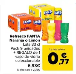 Carrefour FANTA Refresco Naranja o Limón oferta