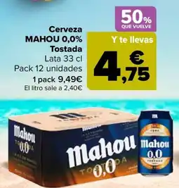 Carrefour MAHOU Cerveza 0,0% Tostada oferta