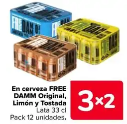 Carrefour FREE DAMM En cerveza Original, Limón y Tostada oferta