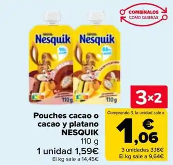 Carrefour NESQUIK Pouches cacao o cacao y platano oferta