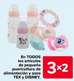 Carrefour TEX y DISNEY En todos los artículos de pequeña puericultura de alimentación y aseo oferta