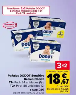 Carrefour DODOT Pañales Sensitive Recién nacido oferta