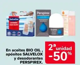 Carrefour PERSPIREX En aceites bio oil, apósitos salvelox y desodorantes oferta