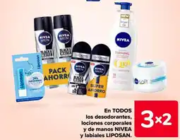 Carrefour NIVEA LIPOSAN En todos los desodorantes, lociones corporales y de manos y labiales oferta