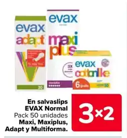 Carrefour EVAX En salvaslips Normal Maxi, Maxiplus, Adapt y Multiforma. oferta
