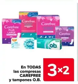 Carrefour CAREFREE En todas las compresas y tampones o.b. oferta