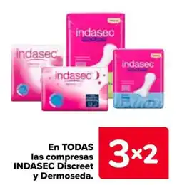 Carrefour INDASEC En todas las compresas discreet y dermoseda. oferta