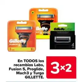 Carrefour GILLETTE En todos los recambios labs, fusion 5, proglide, mach3 y turgo oferta