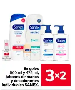 Carrefour SANEX En geles jabones de manos y desodorantes individuales oferta