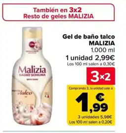 Carrefour MALIZIA Gel de baño talco oferta