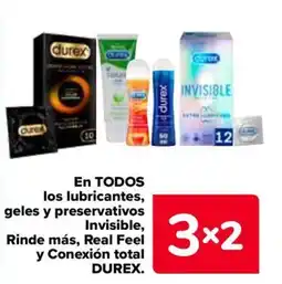 Carrefour DUREX En todos los lubricantes, geles y preservativos invisible, rinde más, real feel y conexión total oferta